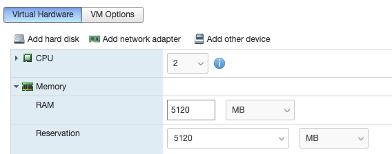 Adjusting VMware Resources