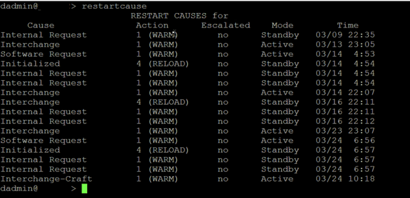 Avaya Communication Manager restartcause bash shell command